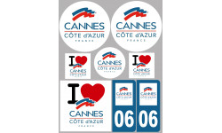Cannes - 8 autocollants variés - Sticker/autocollant