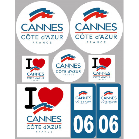 Cannes - 8 autocollants variés - Sticker/autocollant