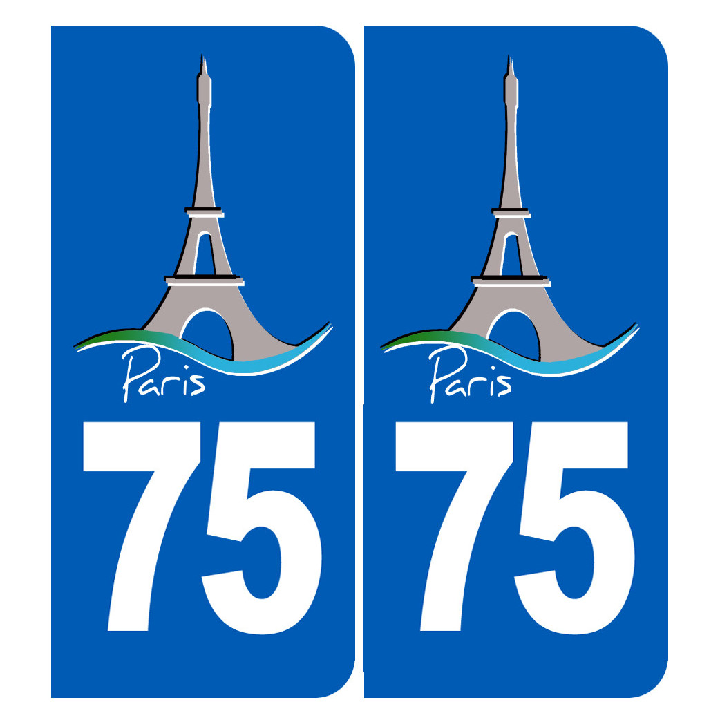 immatriculation 75 Tour Eiffel - Sticker/autocollant