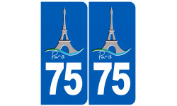 immatriculation 75 Tour Eiffel - Sticker/autocollant