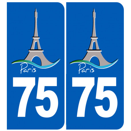 immatriculation 75 Tour Eiffel - Sticker/autocollant