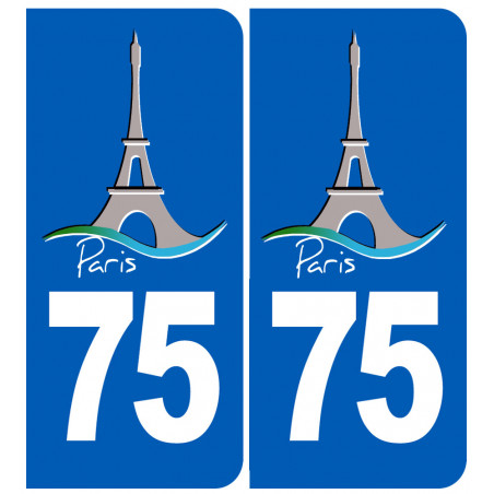 immatriculation 75 Tour Eiffel - Sticker/autocollant immatriculation 75 Tour Eiffel - Sticker/autocollant