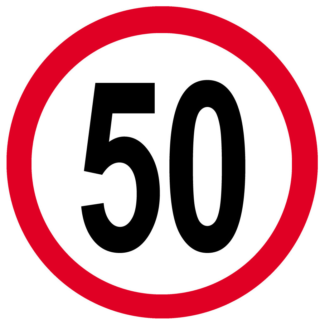 Disque de vitesse 50km/h rouge - 15cm - Sticker/autocollant
