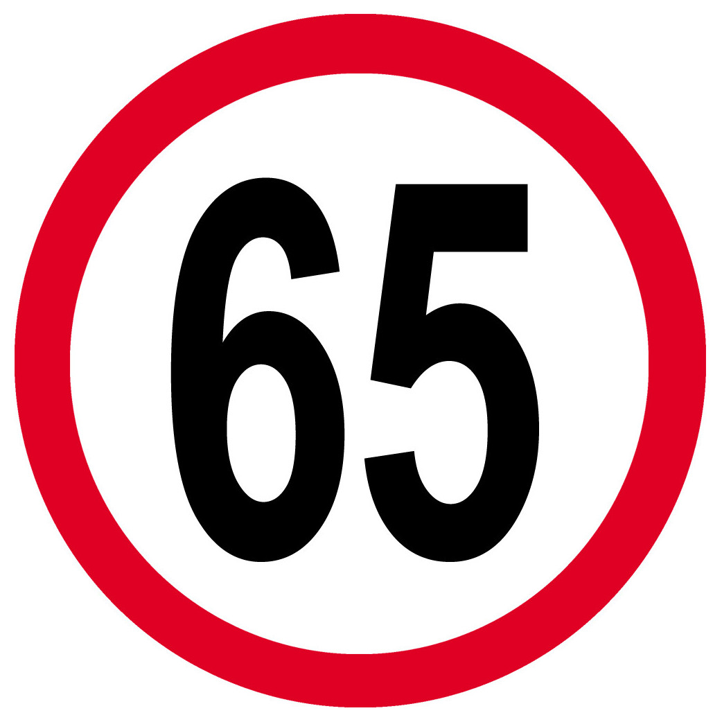 Disque de vitesse 65km/h rouge - 10cm - Sticker/autocollant