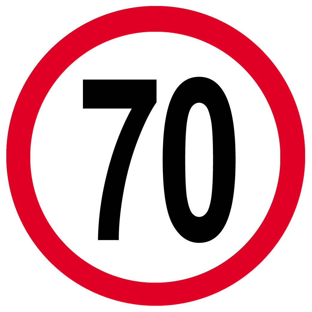 Disque de vitesse 70km/h rouge - 15cm - Sticker/autocollant
