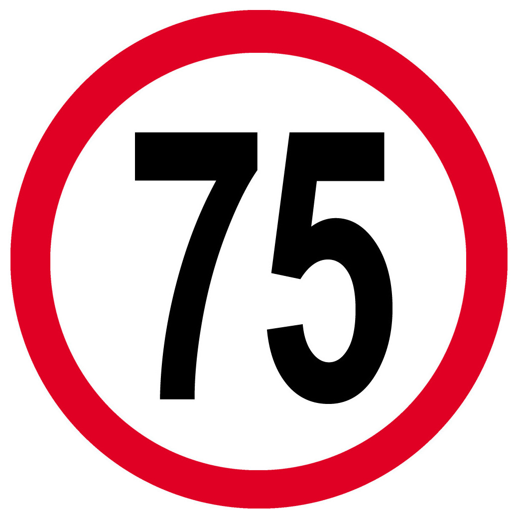 Disque de vitesse 75km/h rouge - 10cm - Sticker/autocollant