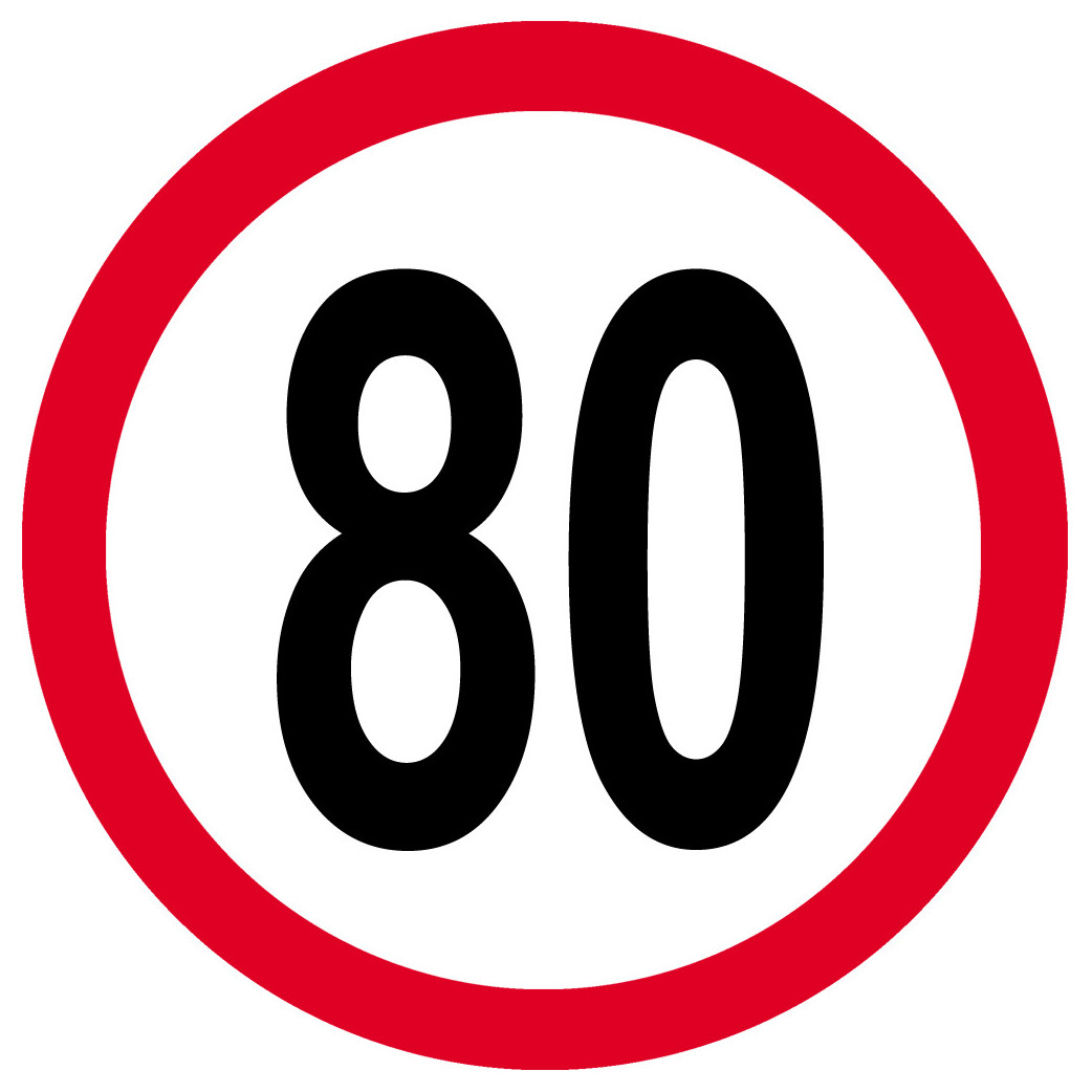 Disque de vitesse 80km/h rouge - 15cm - Sticker/autocollant