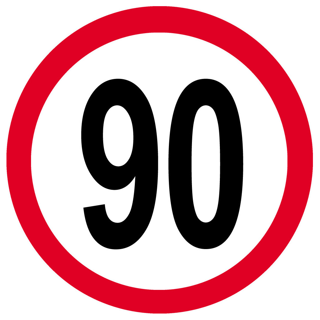 Disque de vitesse 90km/h rouge - 15cm - Sticker/autocollant