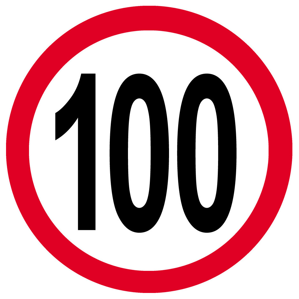 Disque de vitesse 100km/h rouge - 15cm - Sticker/autocollant
