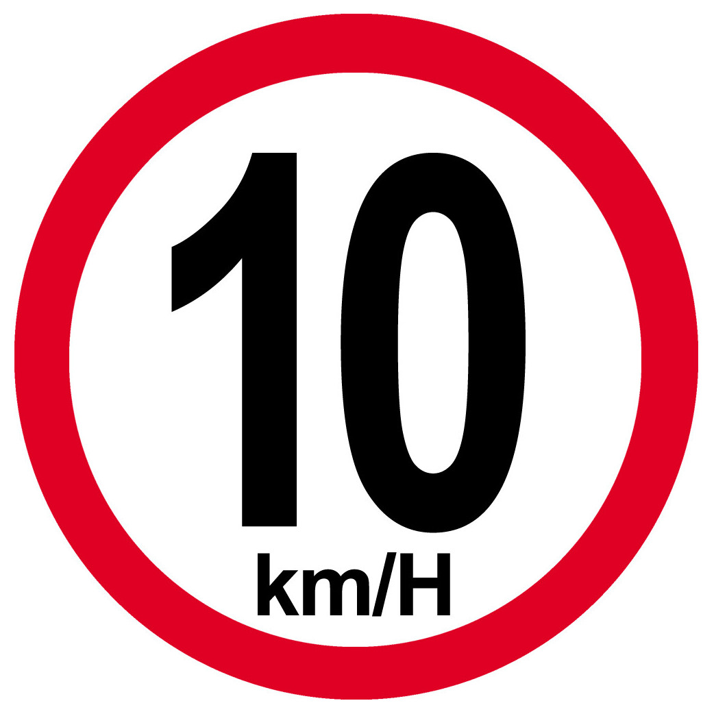 Disque de vitesse 10Km/H bord rouge - 15cm - Sticker/autocollant