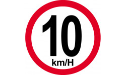 Disque de vitesse 10Km/H bord rouge - 15cm - Sticker/autocollant