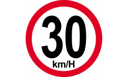 Disque de vitesse 30Km/H bord rouge - 10cm - Sticker/autocollant