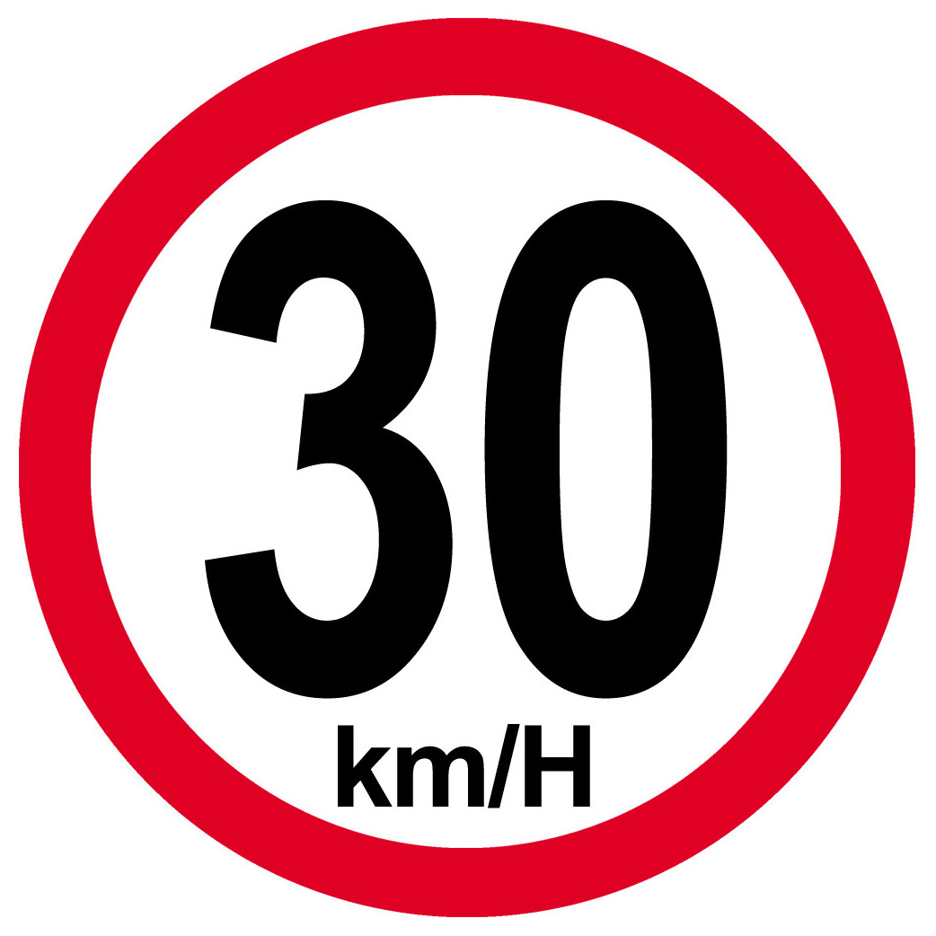 Disque de vitesse 30Km/H bord rouge - 20cm - Sticker/autocollant