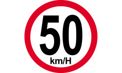 Disque de vitesse 50Km/H bord rouge - 20cm - Sticker/autocollant