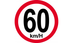 Disque de vitesse 60Km/H bord rouge - 10cm - Sticker/autocollant