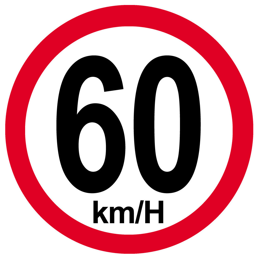 Disque de vitesse 60Km/H bord rouge - 15cm - Sticker/autocollant