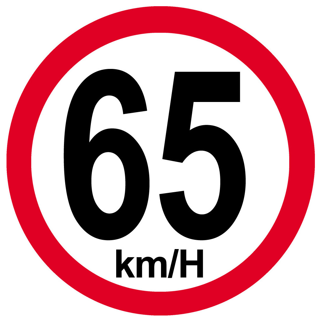 Disque de vitesse 65Km/H bord rouge - 20cm - Sticker/autocollant