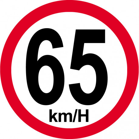 Disque de vitesse 65Km/H bord rouge - 20cm - Sticker/autocollant