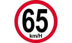 Disque de vitesse 65Km/H bord rouge - 15cm - Sticker/autocollant
