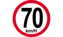 Disque de vitesse 70Km/H bord rouge - 15cm - Sticker/autocollant