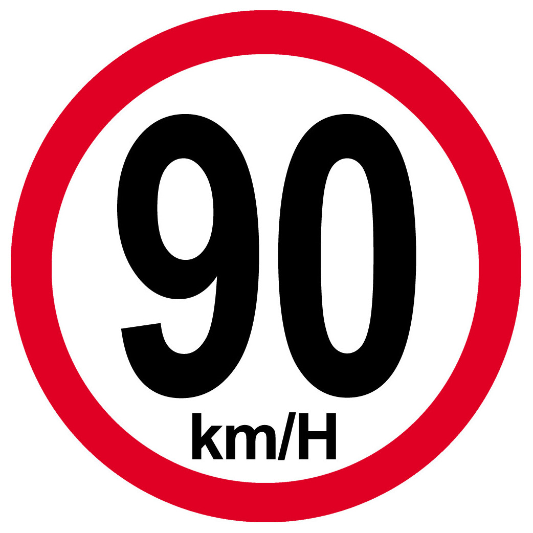 Disque de vitesse 90Km/H bord rouge - 20cm - Sticker/autocollant