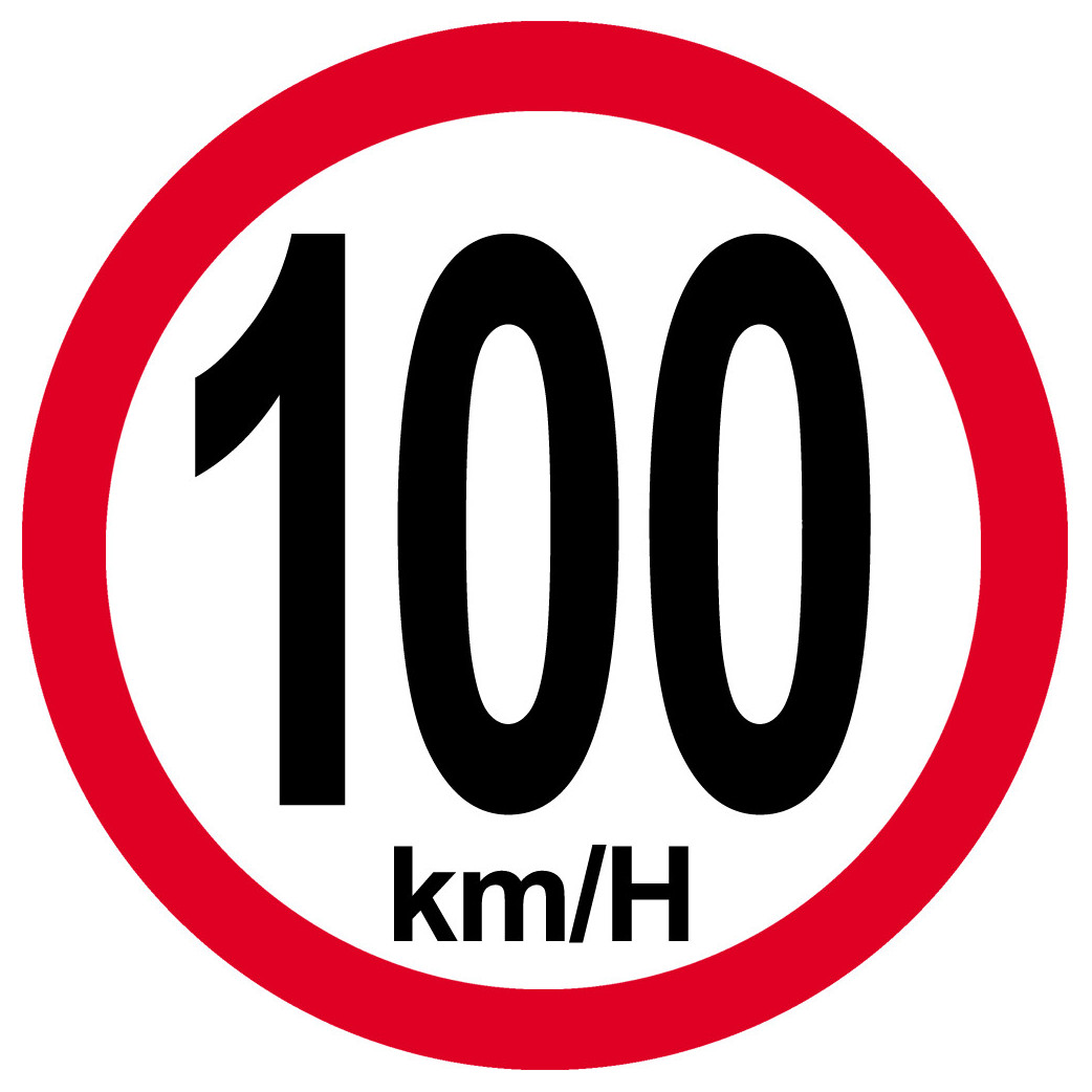 Disque de vitesse 100Km/H bord rouge - 10cm - Sticker/autocollant