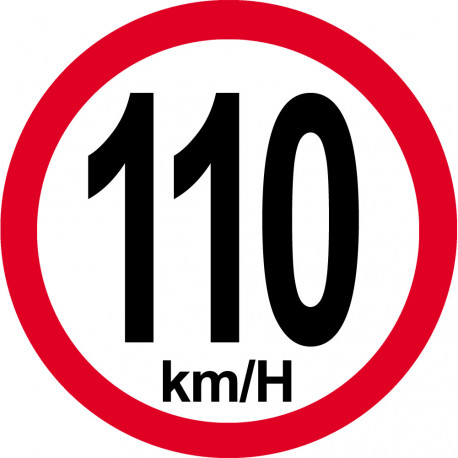 Disque de vitesse 110Km/H bord rouge - 20cm - Sticker/autocollant