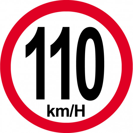 Disque de vitesse 110Km/H bord rouge - 10cm - Sticker/autocollant Disque de vitesse 110Km/H bord rouge - 10cm - Sticker/autocollant
