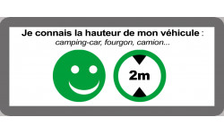 Sticker / autocollant : hauteur de passage de véhicule 2m oui - 9x4cm
