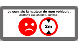 Sticker / autocollant : hauteur de passage de véhicule 2m non - 9x4cm