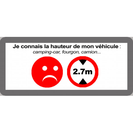 hauteur de passage de véhicule 2,7m non - 9x4cm - Sticker/autocollant