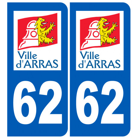 numéro immatriculation 62 Arras - Sticker/autocollant