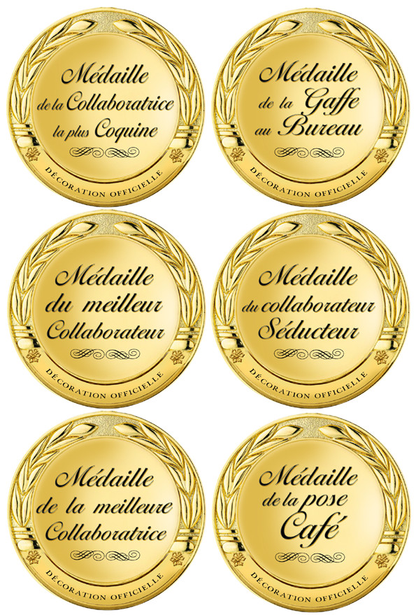 Kit Médailles au bureau - 6fois 10cm - Sticker/autocollant