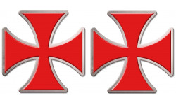 Croix des templiers - 2 autocollants de 10x10cm - Sticker/autocollant