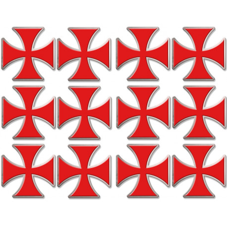 Croix des templiers - 12fois 5x5cm - Sticker/autocollant