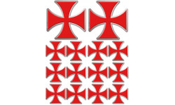 Croix des templiers - 2 stickers de 10cm / 12 stickers de 5cm - Sticker/autocollant