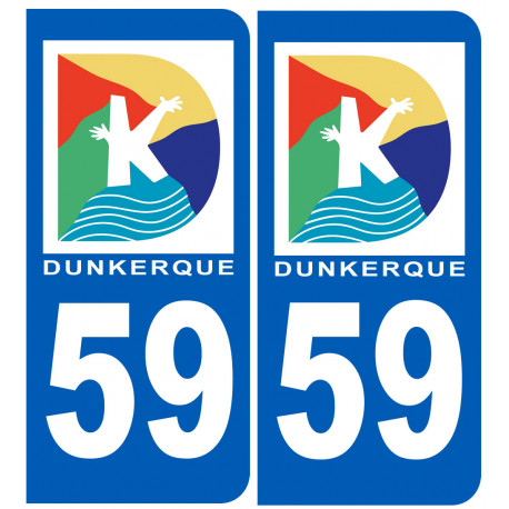 numéro immatriculation 59 Dunkerque - Sticker/autocollant