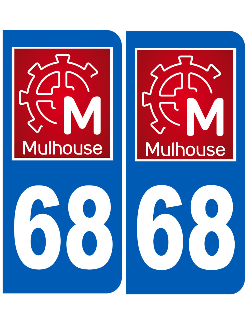 2 Autocollants Style Plaque Immatriculation ELSASSLAND 68 - Sticker Vinyle Décoratif Voiture Ou Casier