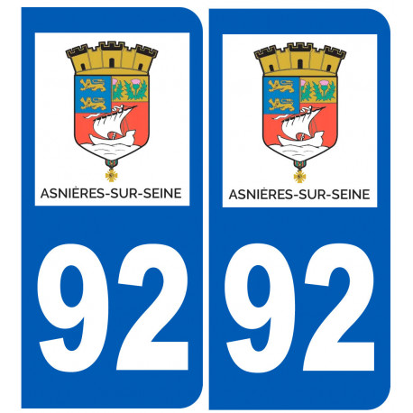 numéro immatriculation 92 Asnières-sur-Seine - Sticker/autocollant
