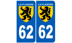 numéro 62 immatriculation Flandre - Sticker/autocollant