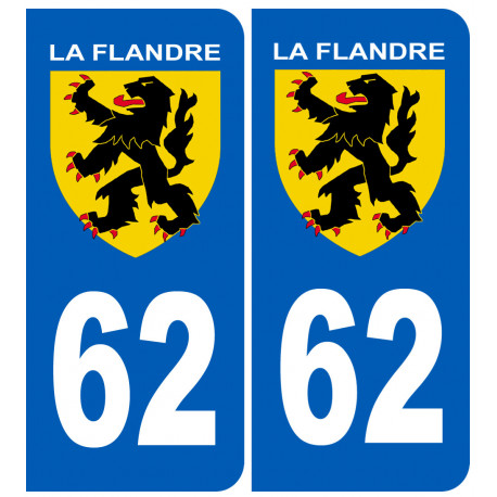 numéro 62 immatriculation Flandre - Sticker/autocollant
