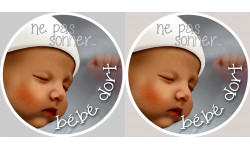 sticker / Autocollant : ne pas sonner bébé dort style 2 - 2x4.5cm - Sticker/autocollant