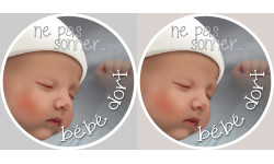 sticker / Autocollant : ne pas sonner bébé dort - 2x4.5cm - Sticker/autocollant
