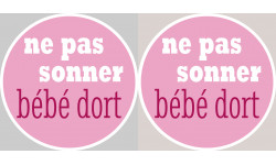 ne pas sonner bébé dort fille - 2x4.5cm - Sticker/autocollant