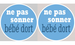 ne pas sonner bébé dort garçon - 2X4.5cm - Sticker/autocollant