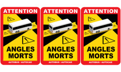 Angles morts bus et car - 3 stickers de 17x25cm - Sticker/autocollant