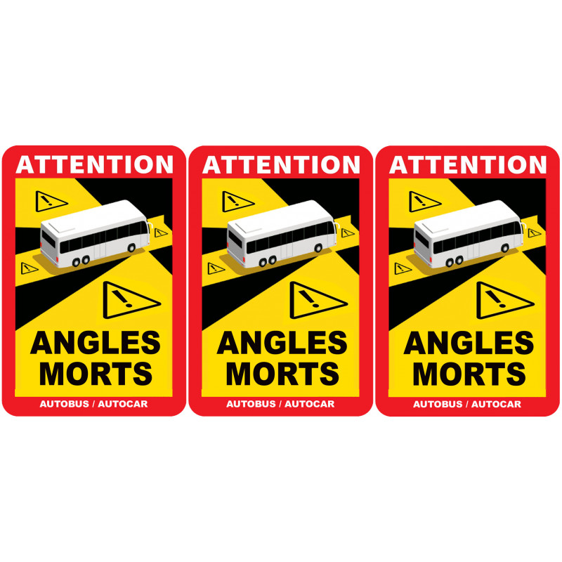 L.170 x H.250 Lot de 3 Autocollant waterproof Angles morts sur les v/éhicules lourds Bus Car Autocar
