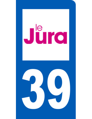 immatriculation 39 Jura - 6x3cm - Sticker/autocollant