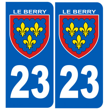 immatriculation Berry 23 (la Creuse) - Sticker/autocollant immatriculation Berry 23 (la Creuse) - Sticker/autocollant