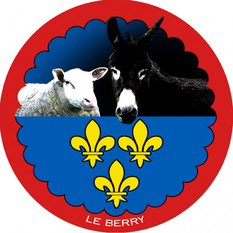 mouton Berrichon et L'âne grand noir du Berry - 20 cm - Sticker/autocollant